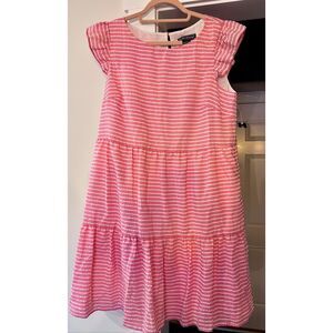 Jessica Howard Women's Seersucker Flutter Sleeve Tiered Babydoll Dress Pink 12